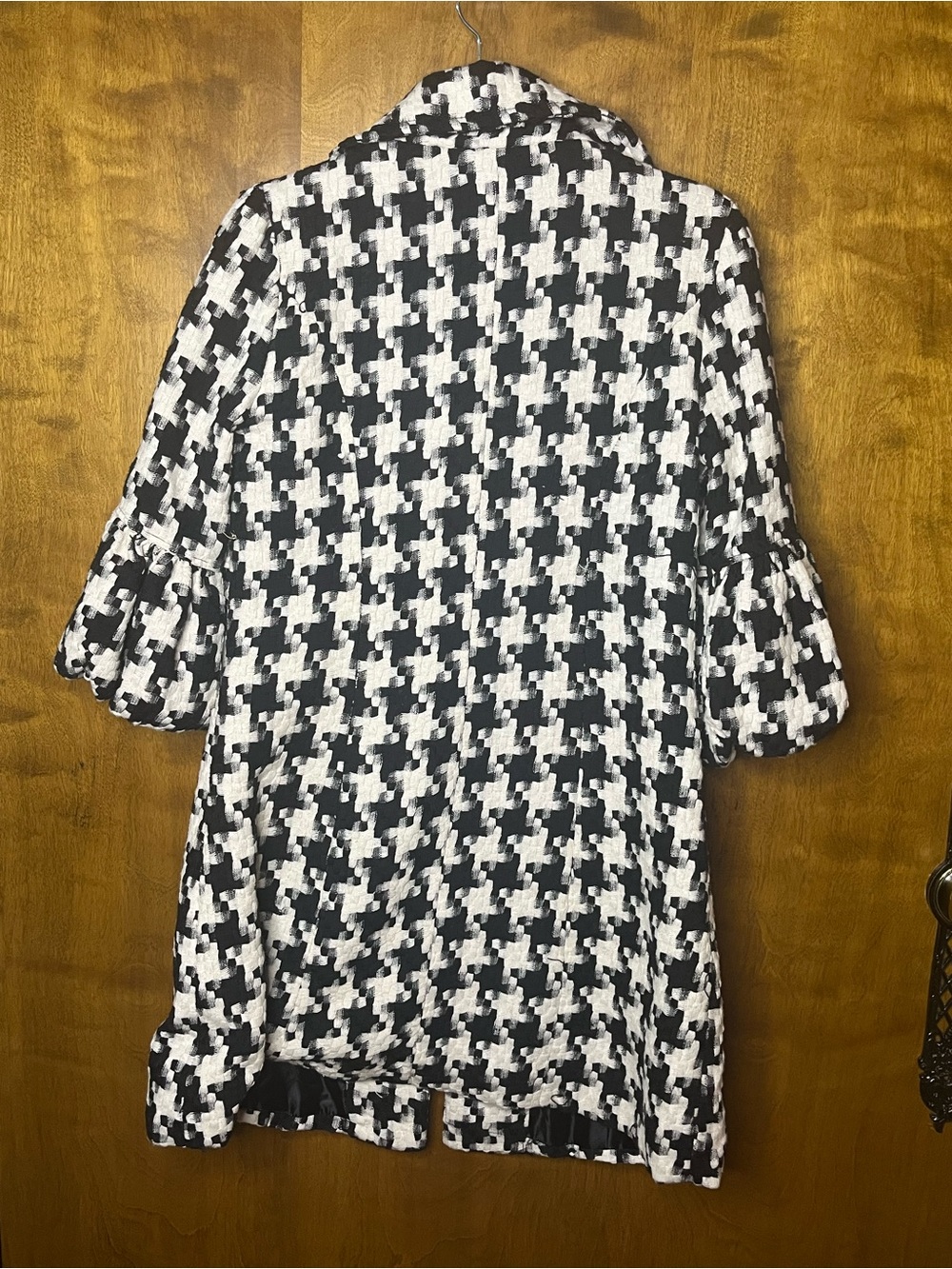 Luii Black White Houndstooth Textured Jacket Coat Women’s Small - Picture 2 of 5